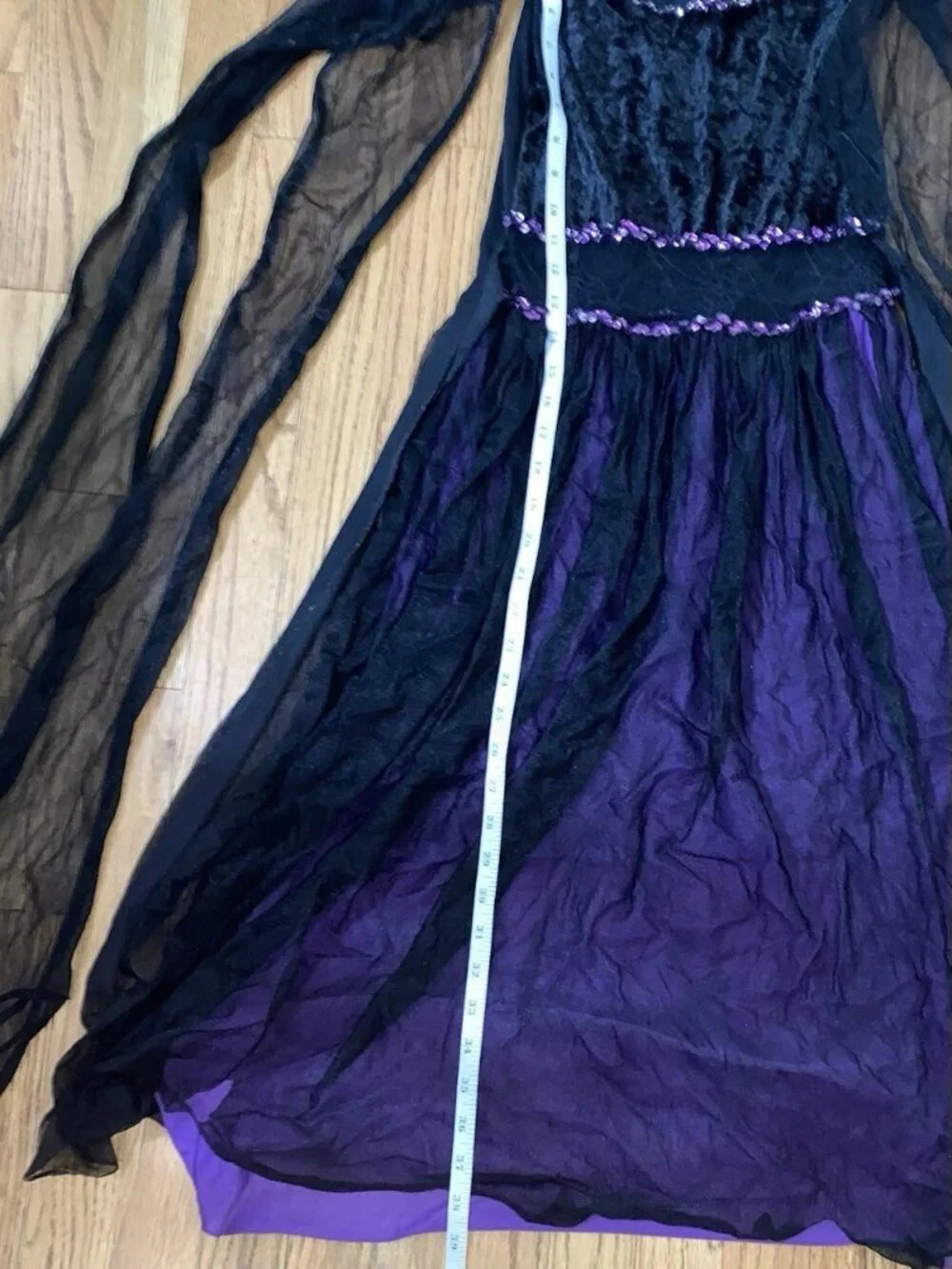 Girls Witch Costume Dress Medium Black Purple Dark Coven Halloween